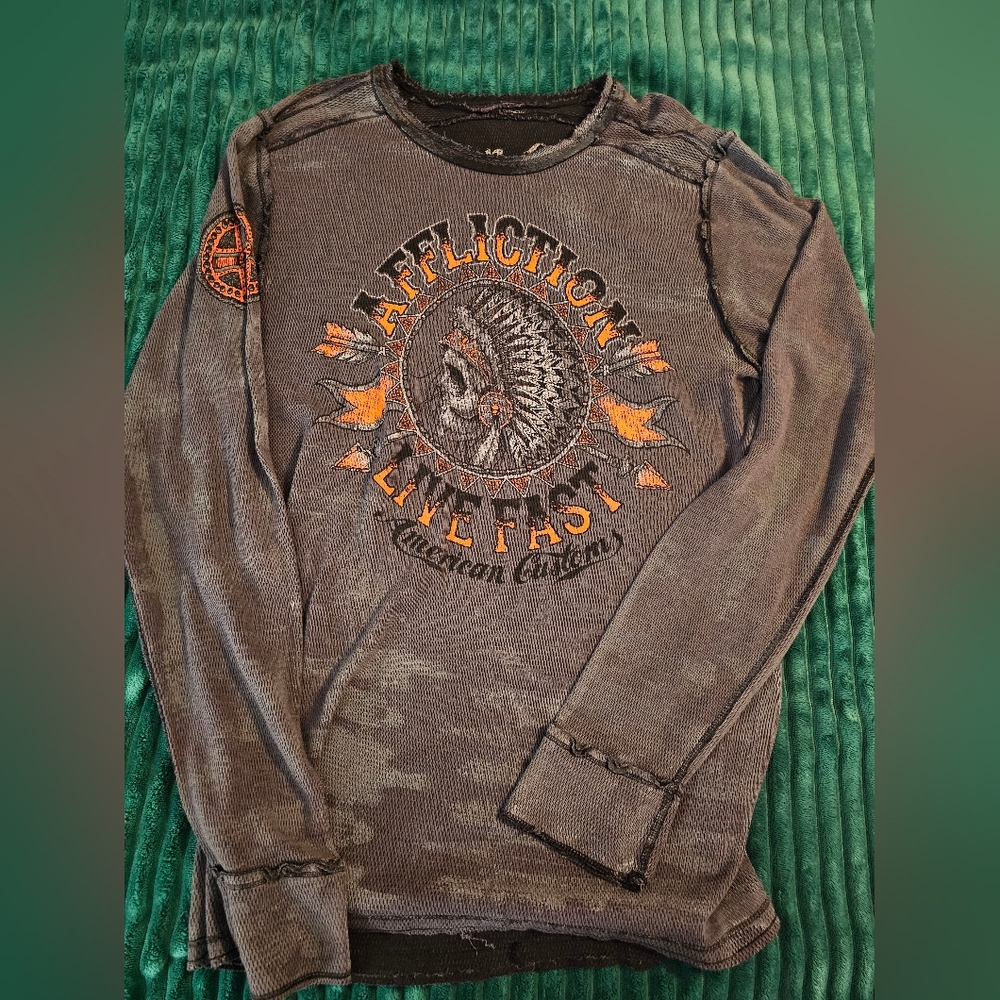 Vintage Affliction Thermal Shirt Reversible  Long Sleeve  Mens 2XL